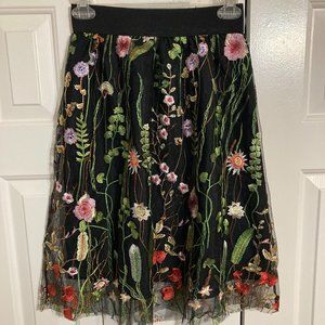 Gorgeous Black Floral Skirt, New w/ Tags